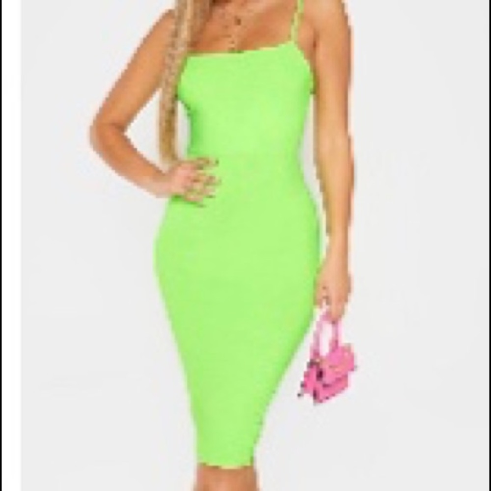 Neon Lime Strappy Midi Dress